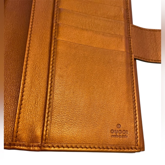 Gucci Guccissima Beige Marrone-Arancio Canva Cuore long wallet gently used - Picture 4 of 12